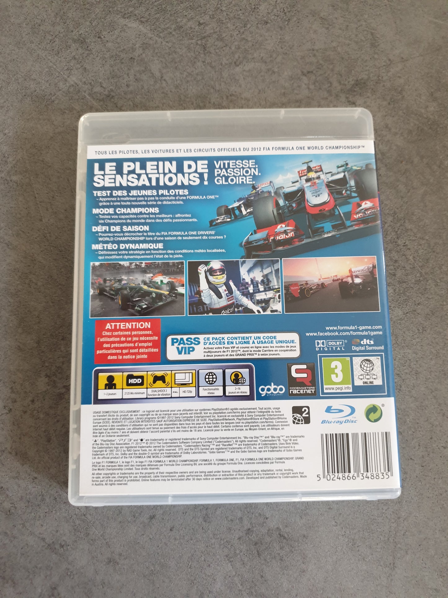 F1 2012 Formula One 2012 - Playstation 3 / PS3 - Complet PAL FR