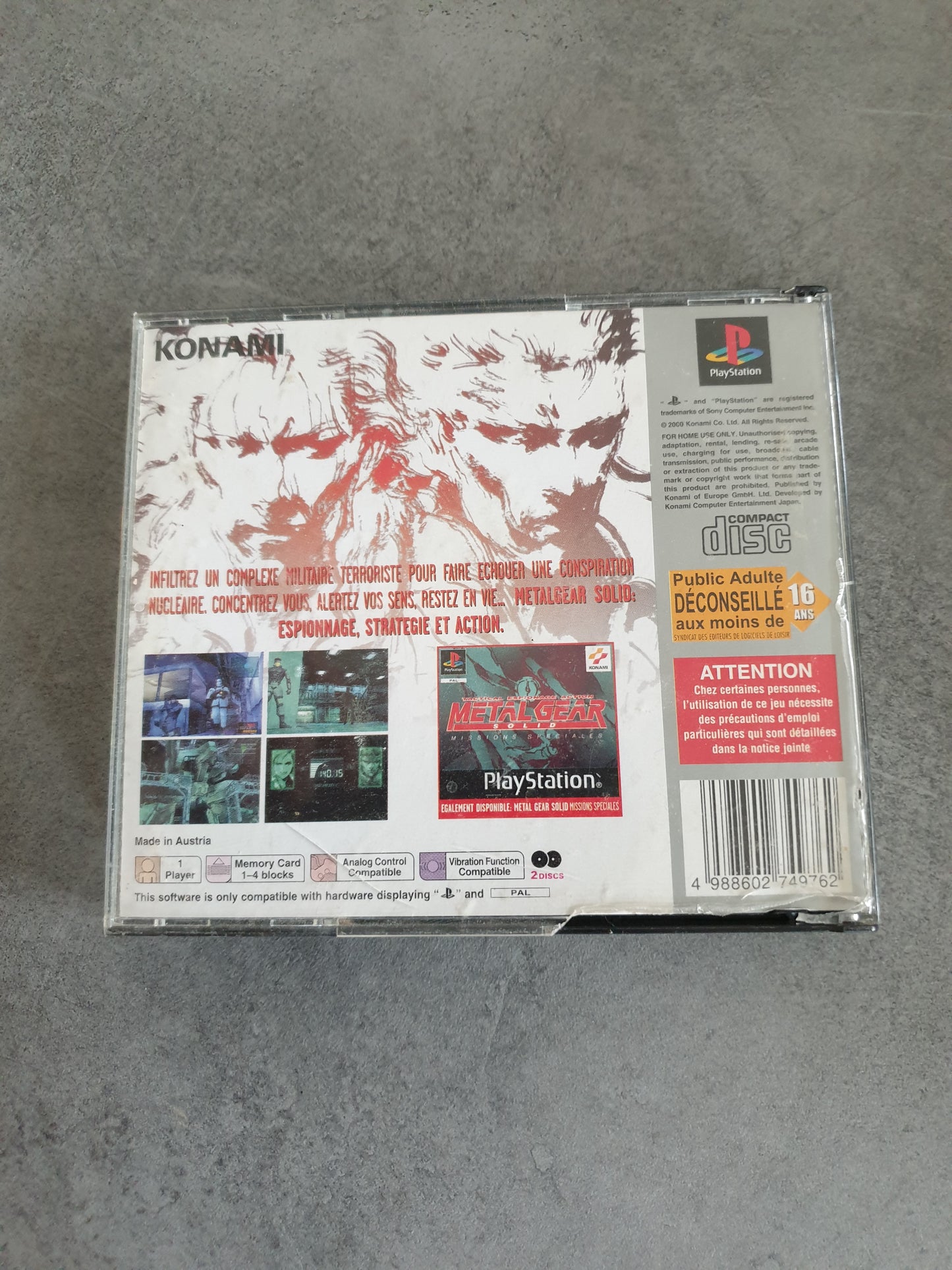 Metal Gear Solid - PlayStation PS1 - PAL FR PLATINUM - Complet