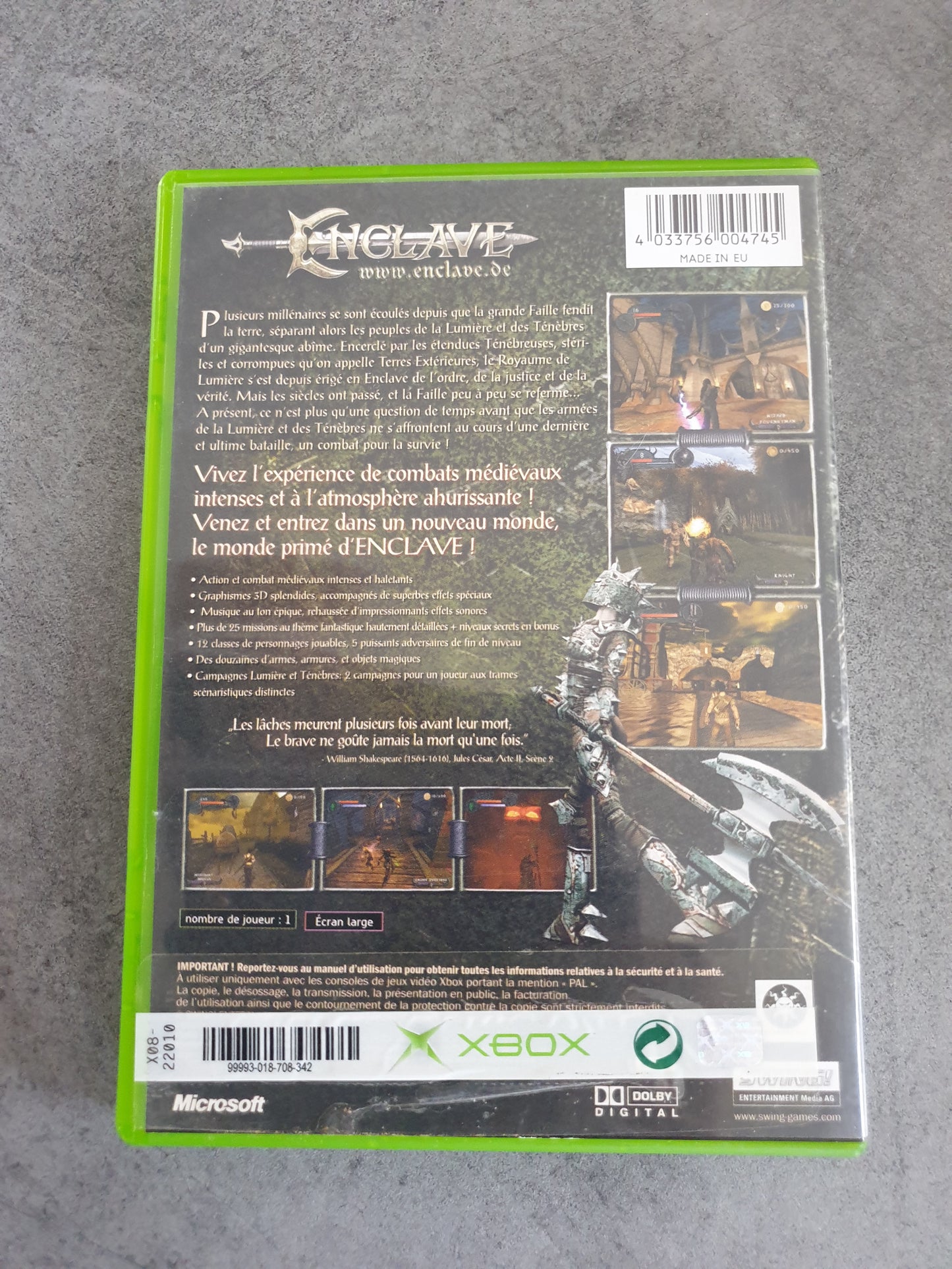 Enclave - Microsoft Xbox - Complet Pal Fr