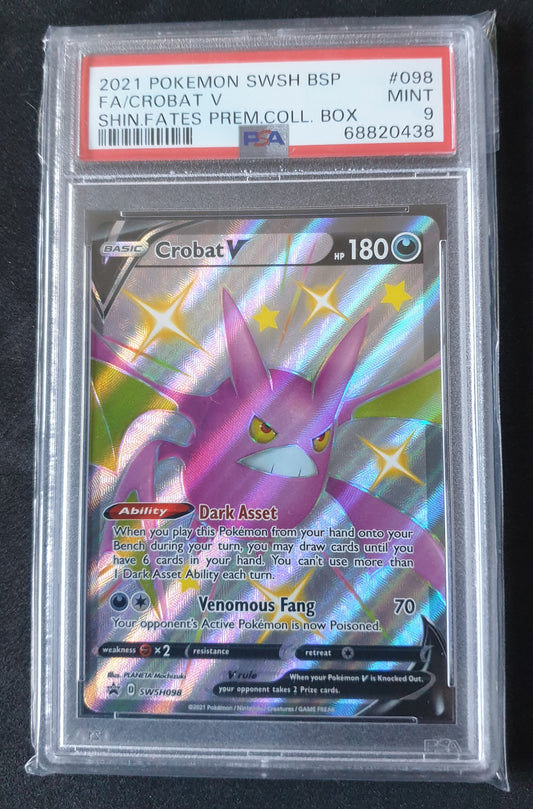 Crobat V Pokemon Shining Fates Prem. Coll Black Star FA Promo SWSH098 PSA 9