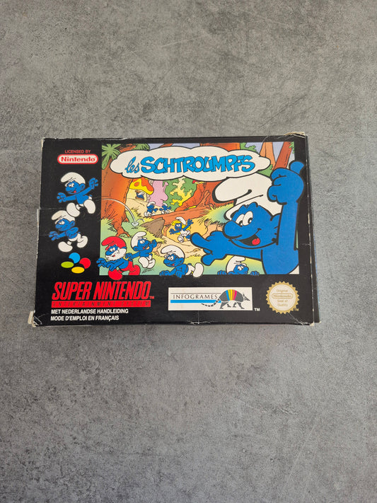 Jeux Super Nintendo Snes Les Schtroumpfs The Smurfen complet En Boîte FAH