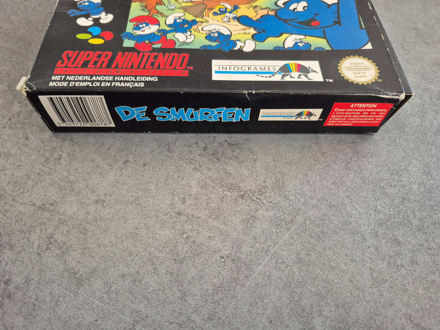 Jeux Super Nintendo Snes Les Schtroumpfs The Smurfen complet En Boîte FAH