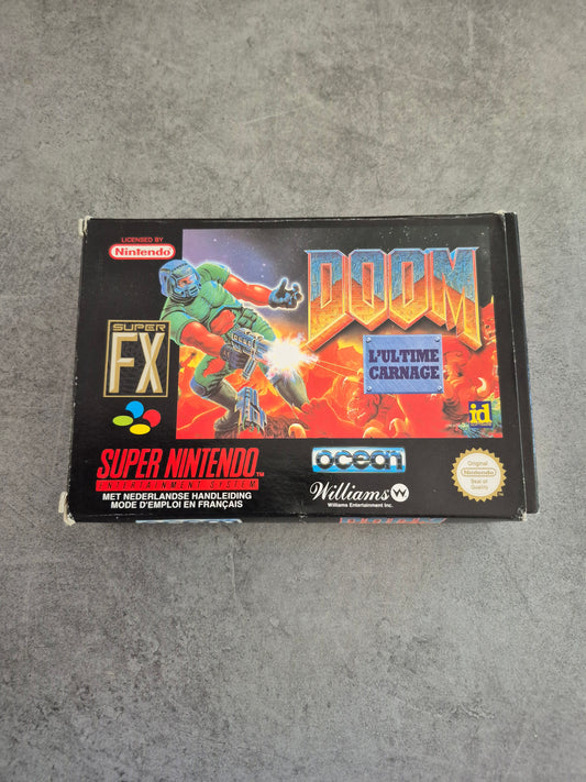 DOOM Super Nintendo SNES Boîte Jeu notice complet TBE OCEAN