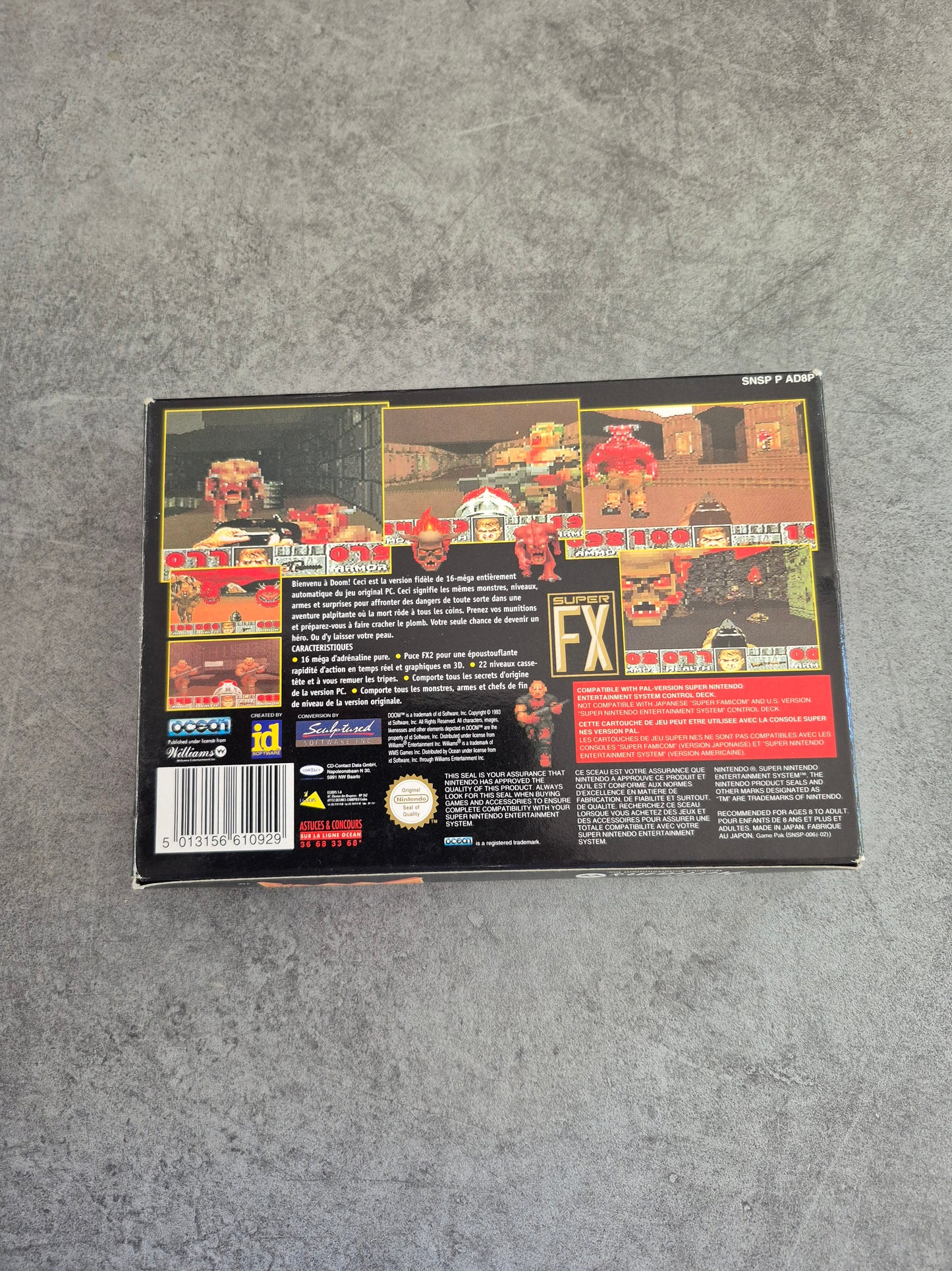 DOOM Super Nintendo SNES Boîte Jeu notice complet TBE OCEAN