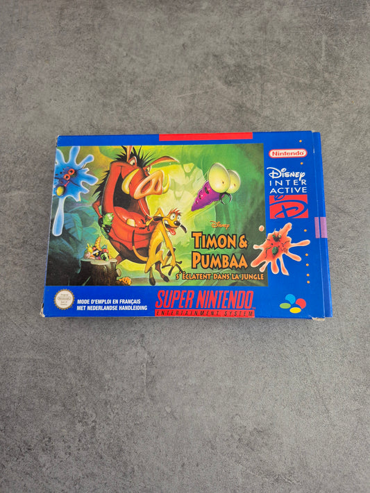 Jeu Super Nintendo Timon & Pumbaa s'éclatent dans la jungle - Pal FRA FAH très Bon état - Complet - Snes