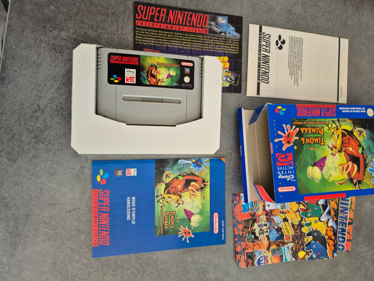 Jeu Super Nintendo Timon & Pumbaa s'éclatent dans la jungle - Pal FRA FAH très Bon état - Complet - Snes