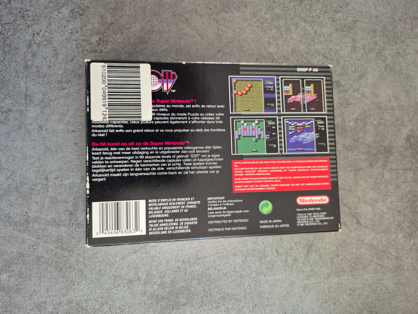 Jeu Arkanoid FAH Super Nintendo - SNES - Pal FAH Complet Super état