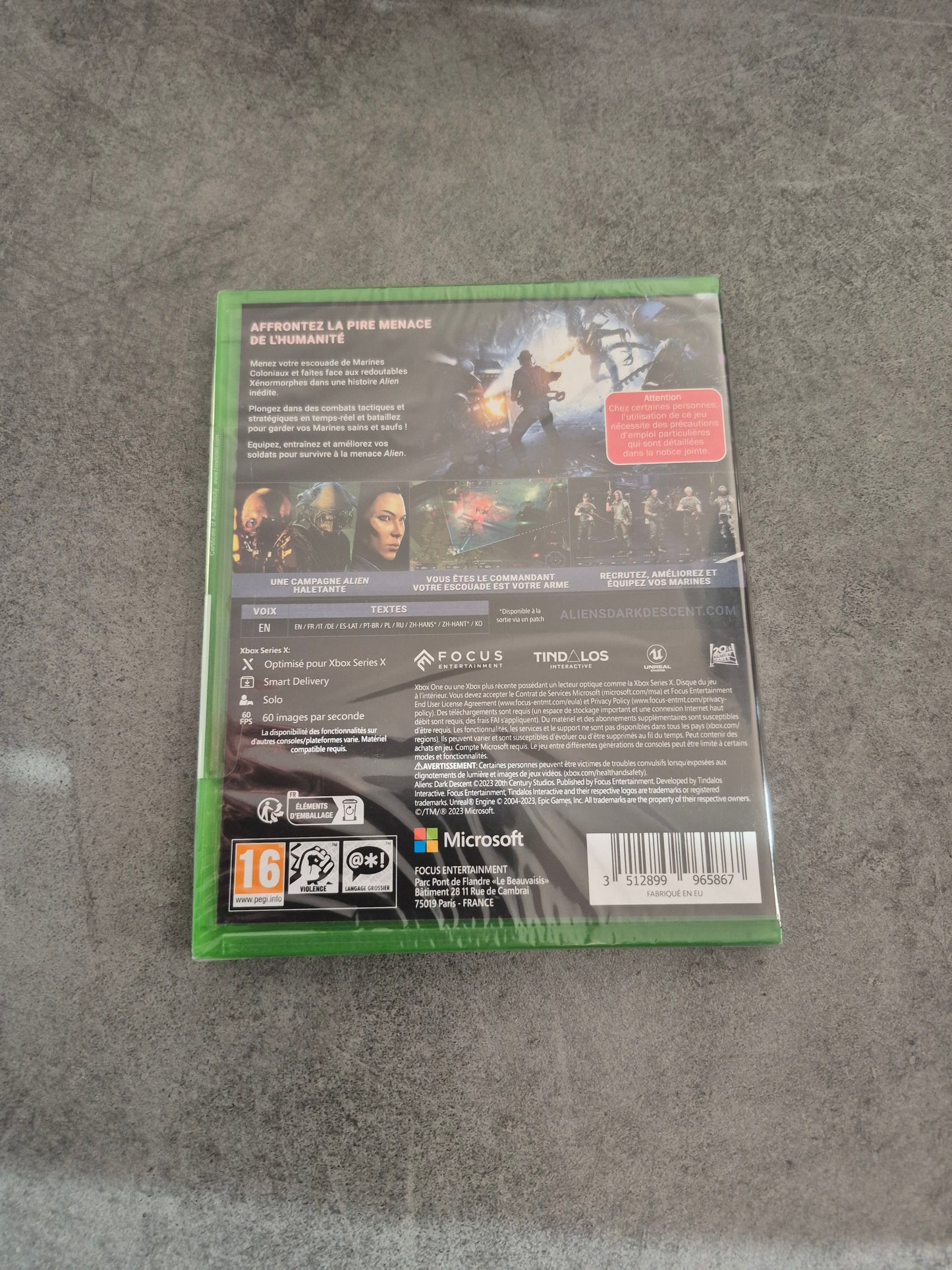 Jeu Aliens Dark Descent Jeu Xbox One/Series X Fr Neuf Scellé