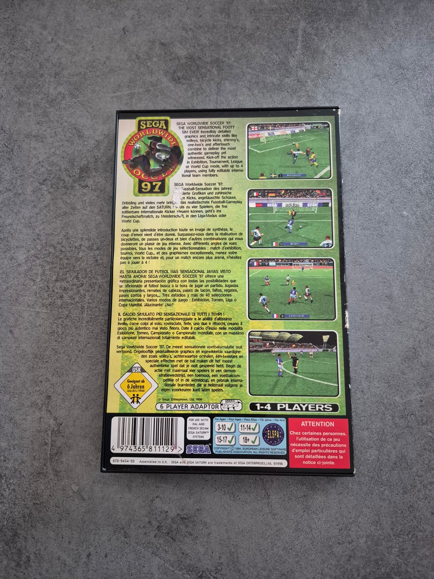 Jeu Sega WorldWide Soccer 97 Sega Saturn Complet PAL Fr