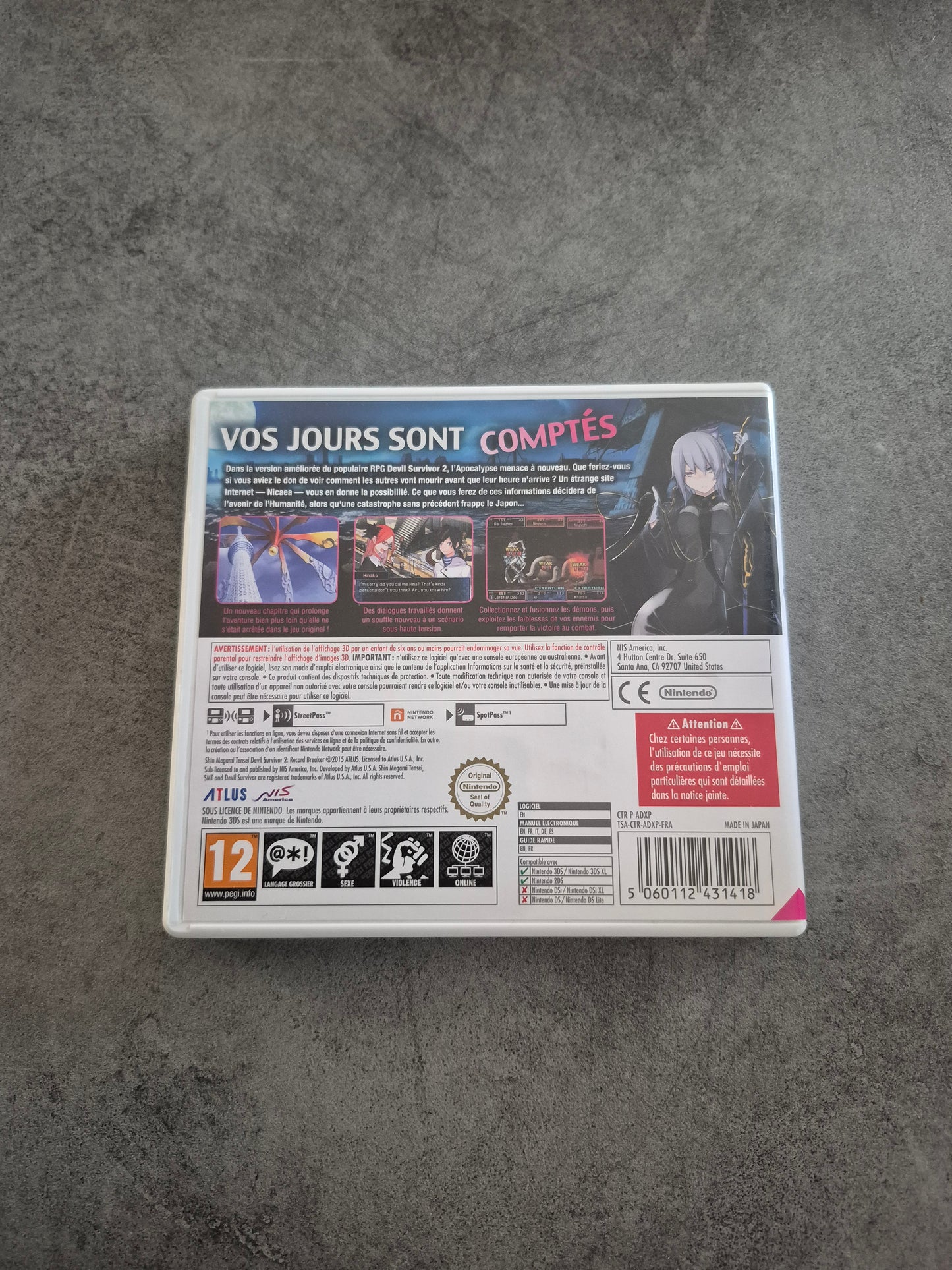 Jeu Shin Megami Tensei Devil Survivor 2 Record Breaker Nintendo 3DS pal Fr Complet