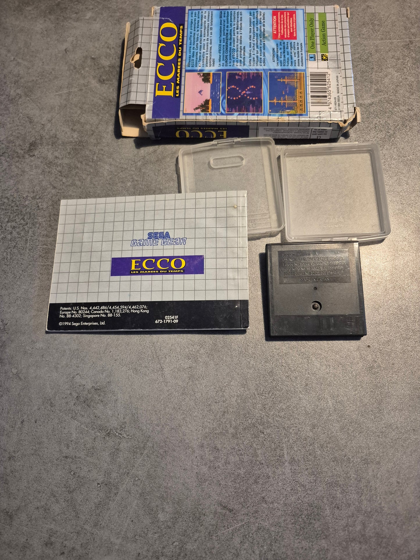 Jeu Ecco Les Marees du temps Sega Game Gear complet Fr