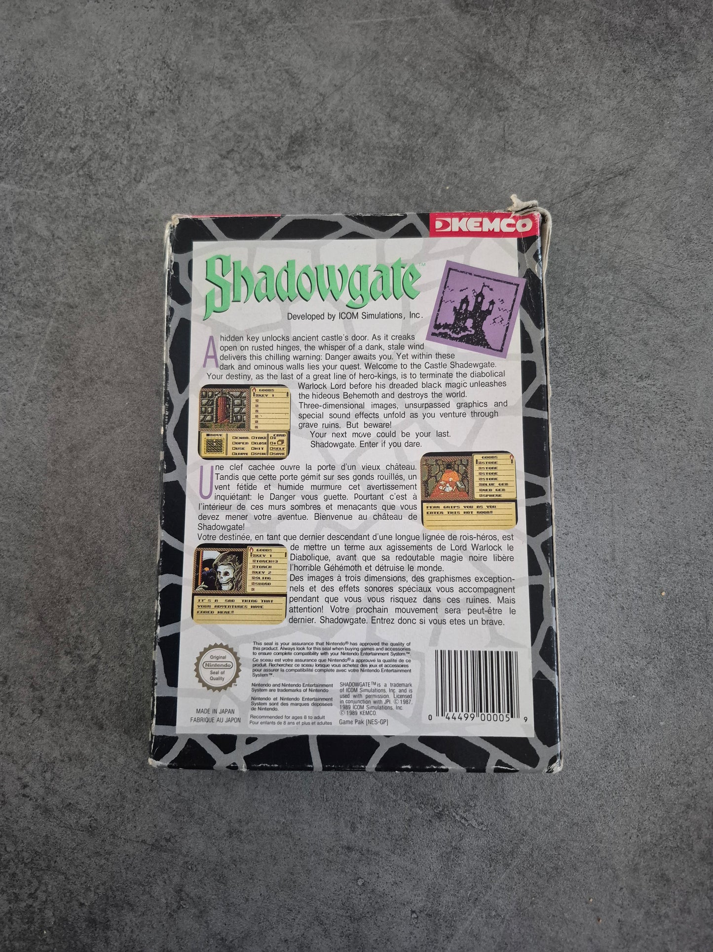 Jeu Shadowgate Nintendo Nes - Pal Fra B