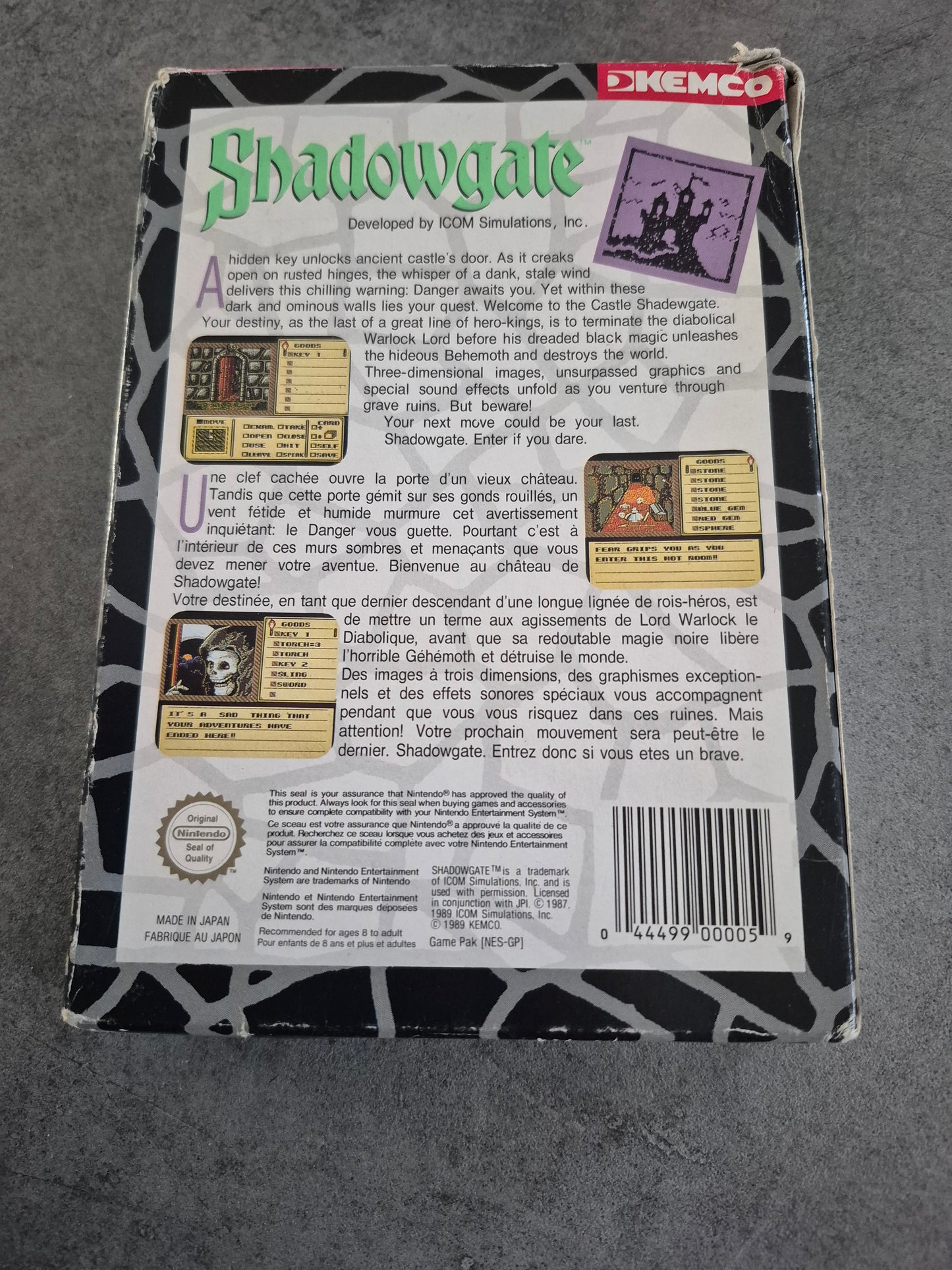 Jeu Shadowgate Nintendo Nes - Pal Fra B
