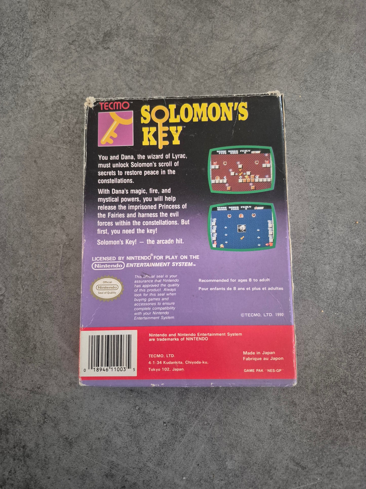Jeu Solomon's Key sur Nintendo NES Sans notice version originale Pal Ecc Fah