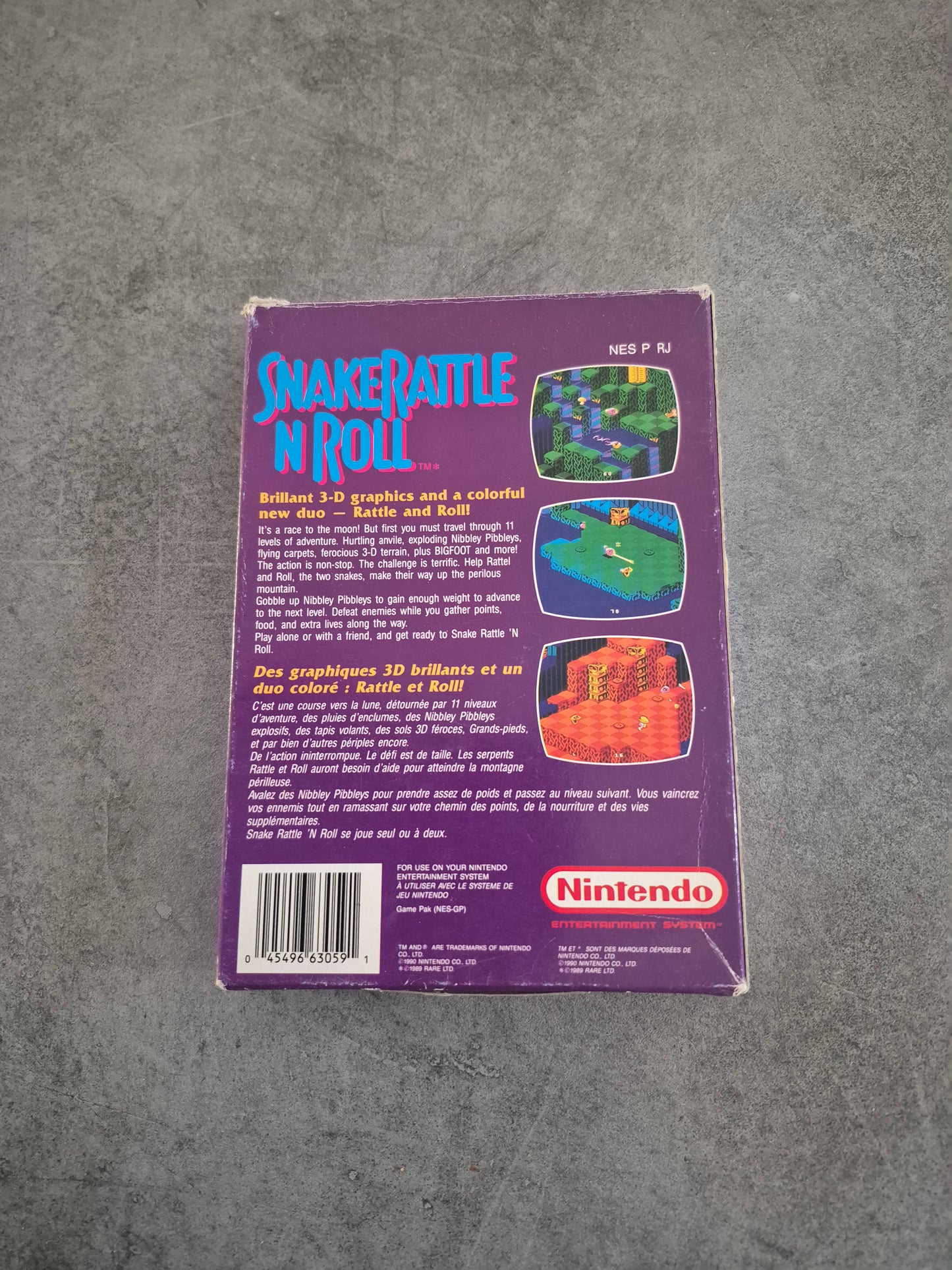 Jeu Snake Rattle N Roll Nintendo Nes Complet Cib Pal Fah
