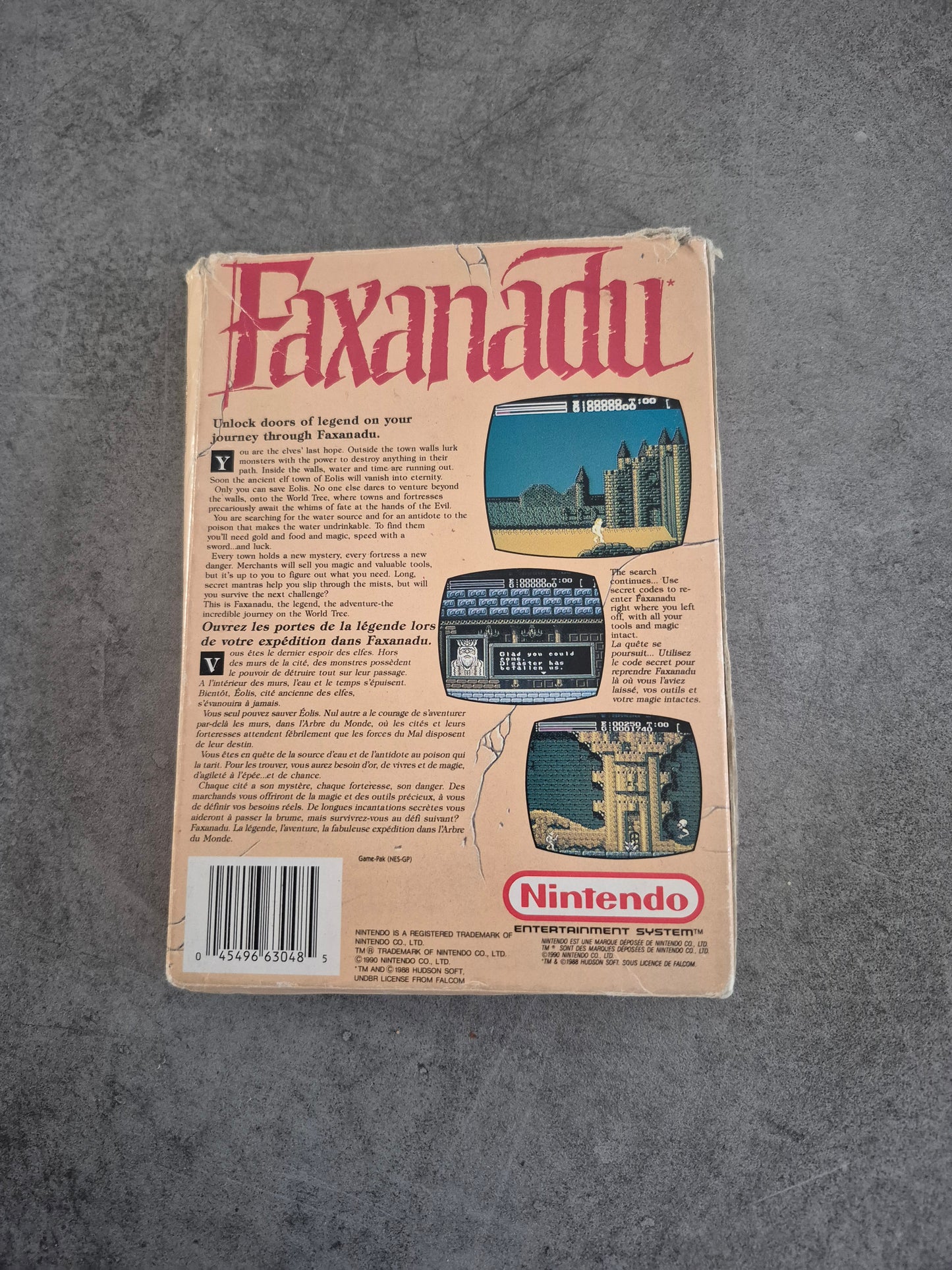 Jeu Faxanadu - Nintendo NES - Pal Fah Fra - Sans notice