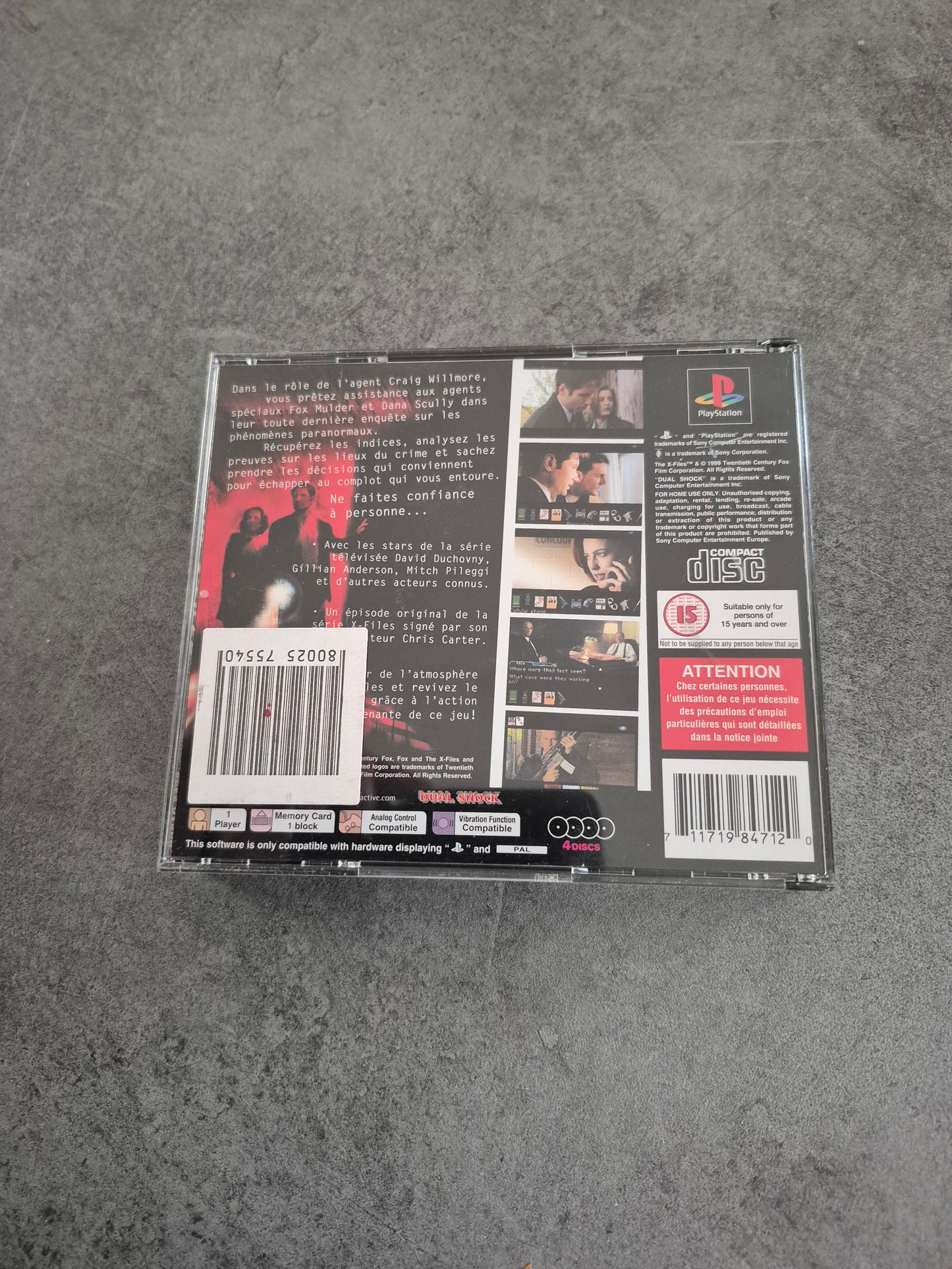 The X-Files - Jeu Playstation 1 PS1 - version Française 4CD Complet Black label