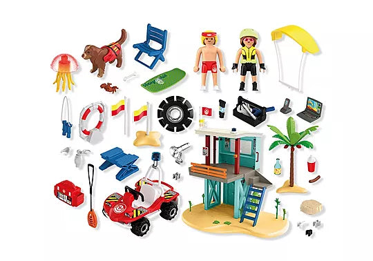 Playmobil My Life 71903 - Poste de secours & voiturette de plage - Neuf Scellé