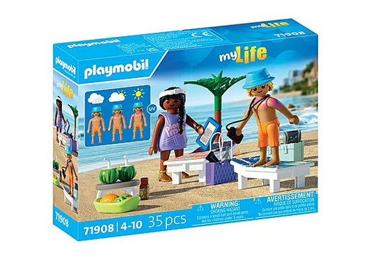 Playmobil My Life 71908 - Couple vacanciers à la plage & transats - Neuf Scellé