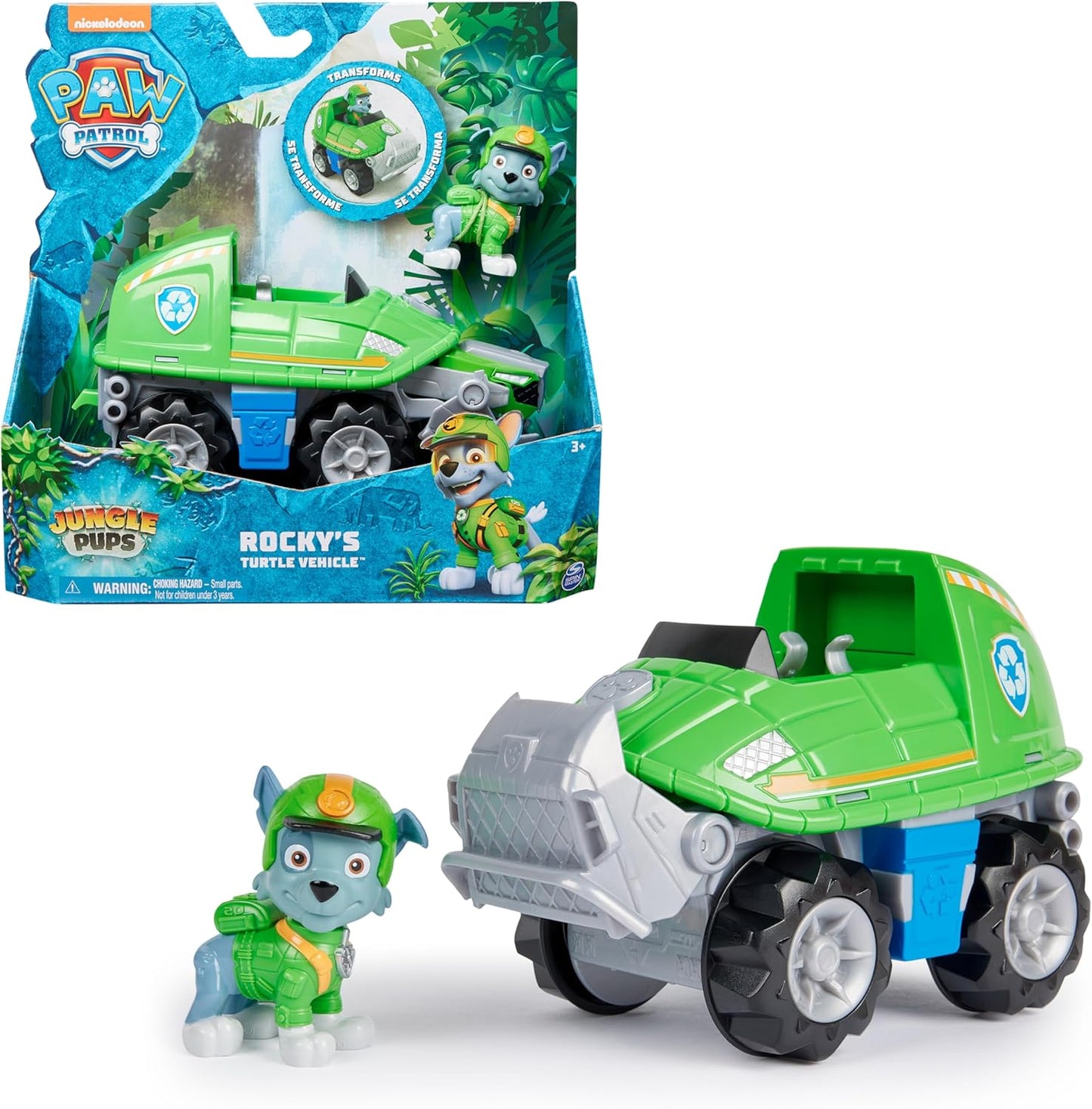 Paw Patrol - Pat Patrouille - Véhicule Figurine Rocky Jungle Pups Nickelodeon Neuf Scellé