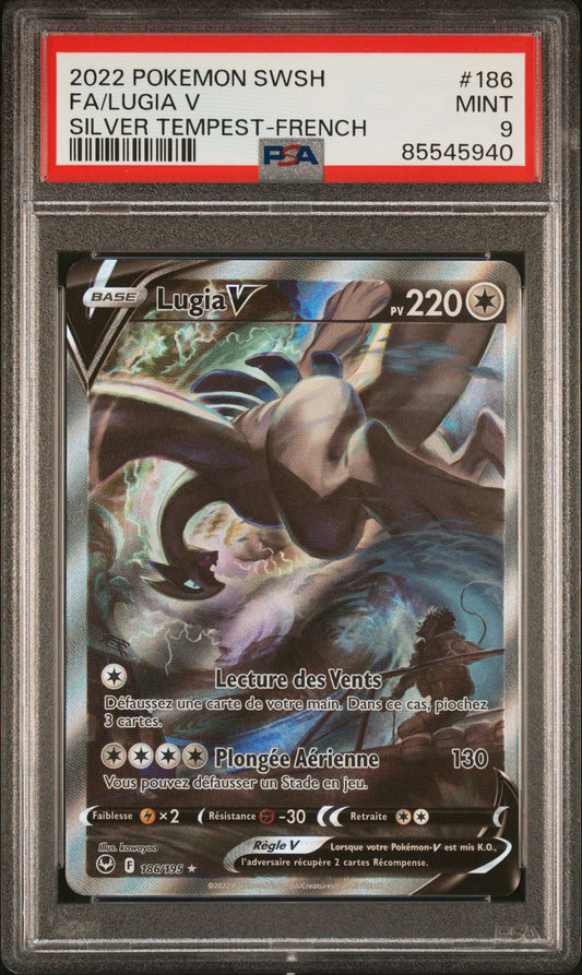 Carte Pokémon - Lugia V Alternative 186/195- PSA 9 - EB12 Tempête argentée - FR