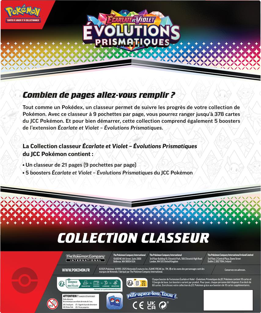 Pokémon : EV08.5 Coffret Portfolio + 5 Boosters Evolutions Prismatiques