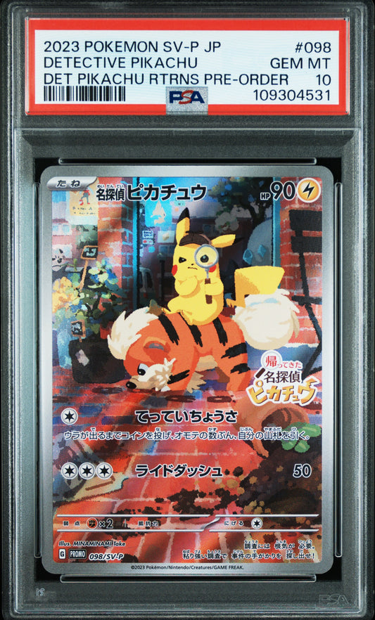 PSA 10 Détective Pikachu 098/SV-P Limited Promo 2023 Pokemon Card Japonaise #527