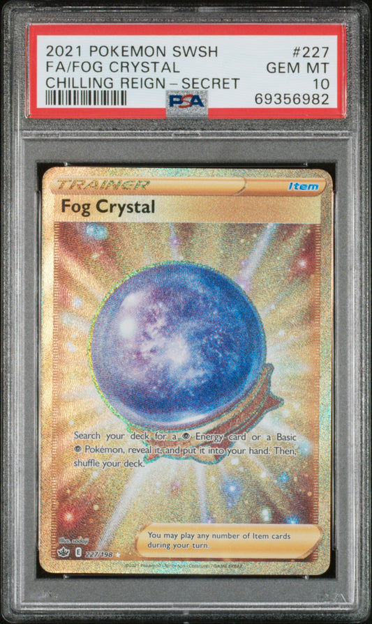 PSA 10 - Pokémon Gold Secret Fog Crystal Chilling Reign - 227/198