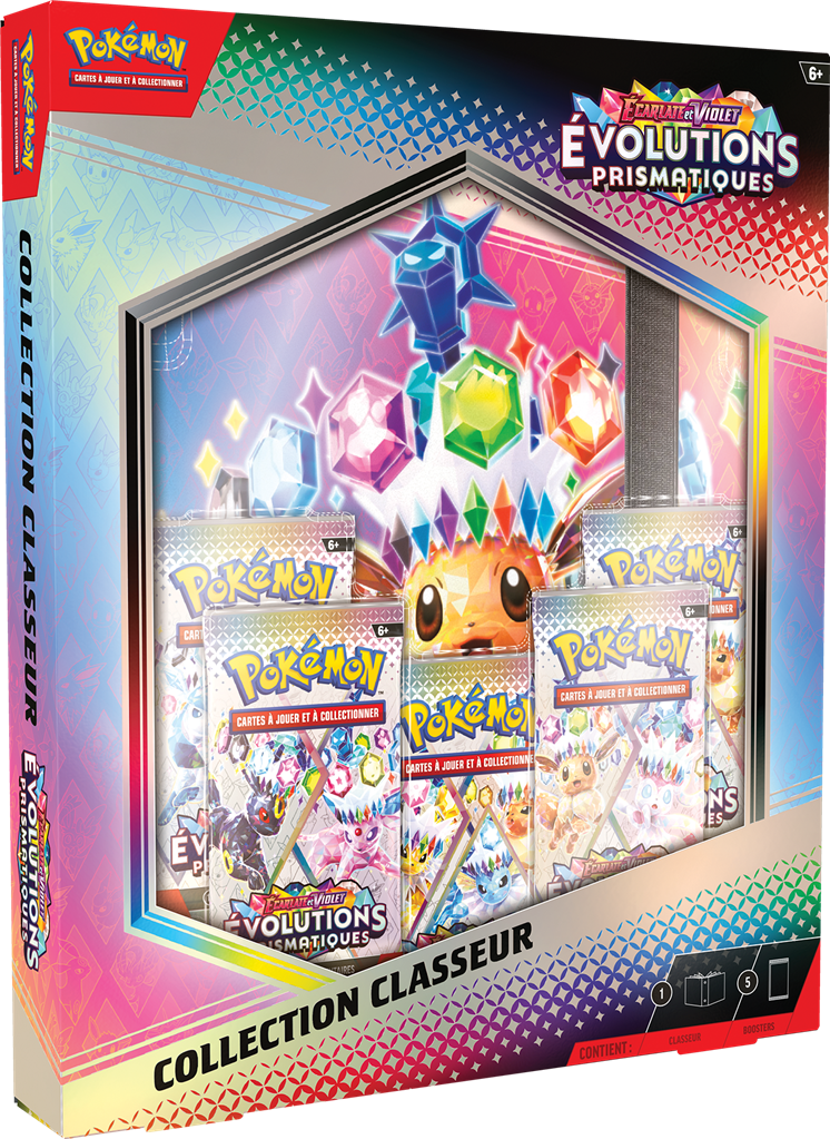 Pokémon : EV08.5 Coffret Portfolio + 5 Boosters Evolutions Prismatiques