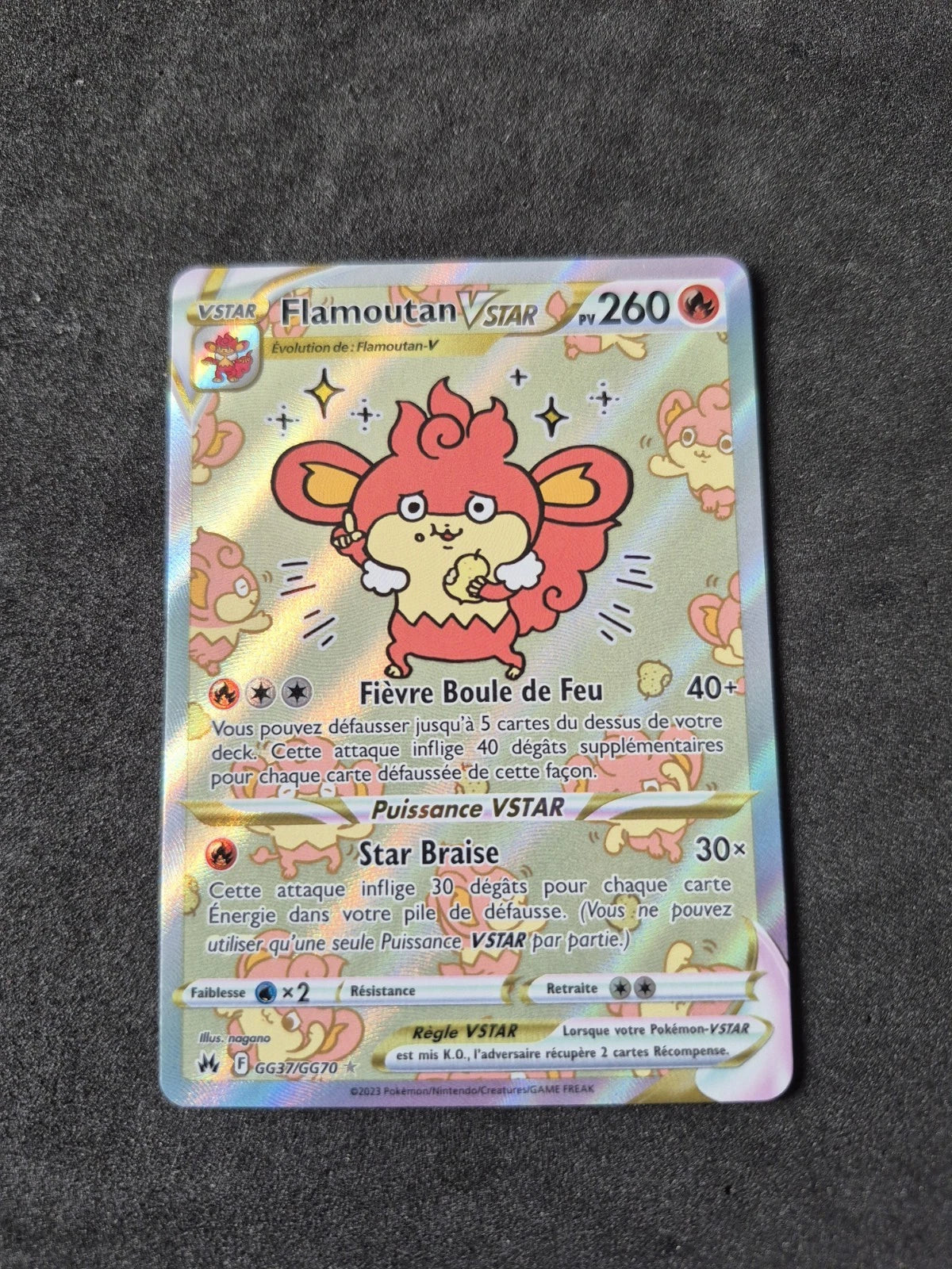 Carte Pokémon Flamoutan VStar GG37/GG70 EB12.5 Zénith Suprême Epée Bouclier Neuf