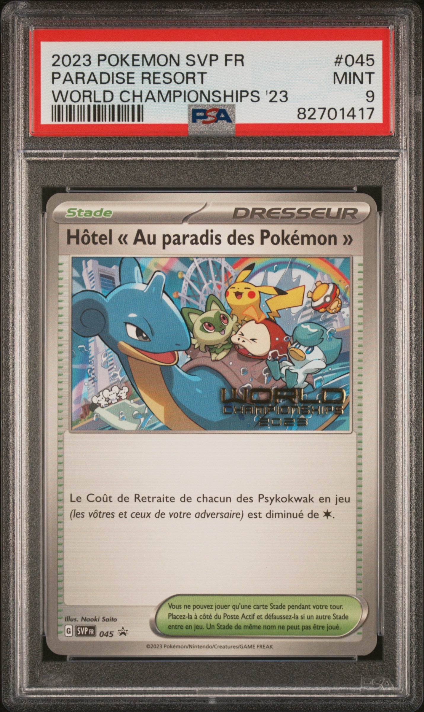 2023 Pokemon FRENCH World Championships Hôtel Au paradis des Pokémon 045 PSA 9